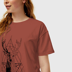 Футболка оверсайз женская Polygonal deer, цвет: кирпичный — фото 2