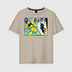 Футболка оверсайз женская Дио идет на забив, цвет: миндальный