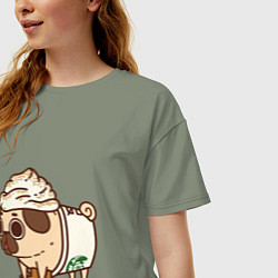 Футболка оверсайз женская Сладкий мопс, цвет: авокадо — фото 2
