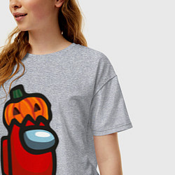 Футболка оверсайз женская HALLOWEEN IS AMONG US, цвет: меланж — фото 2