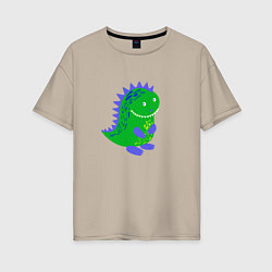 Женская футболка оверсайз Зеленый дракончик-динозаврик
