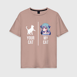 Женская футболка оверсайз Твоя кошка, моя кошка