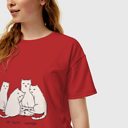 Футболка оверсайз женская Уходи, человек кошки, цвет: красный — фото 2