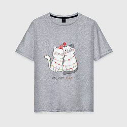 Футболка оверсайз женская Merry Cat, цвет: меланж