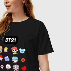 Футболка оверсайз женская BTS BT21, цвет: черный — фото 2