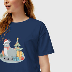 Футболка оверсайз женская Серебряный бык, цвет: тёмно-синий — фото 2