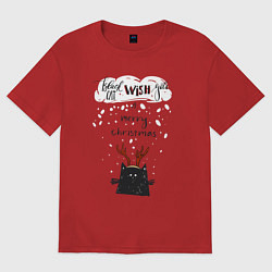 Женская футболка оверсайз Рождественский кот