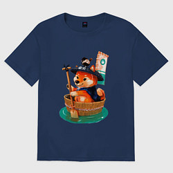 Футболка оверсайз женская Собачка плывет, цвет: тёмно-синий