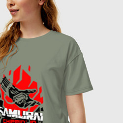 Футболка оверсайз женская CYBERPUNK 2077 SAMURAI, цвет: авокадо — фото 2