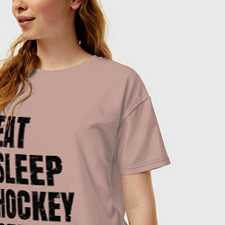 Футболка оверсайз женская EAT SLEEP HOCKEY REPEAT, цвет: пыльно-розовый — фото 2