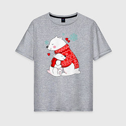 Женская футболка оверсайз Медведица с медвежонеком