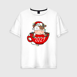 Женская футболка оверсайз Милый бычок 2021