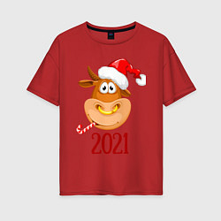Женская футболка оверсайз Веселый бык 2021