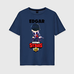 Футболка оверсайз женская BRAWL STARS EDGAR, цвет: тёмно-синий