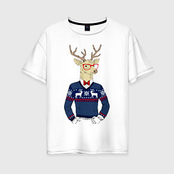 Женская футболка оверсайз Hipster Deer