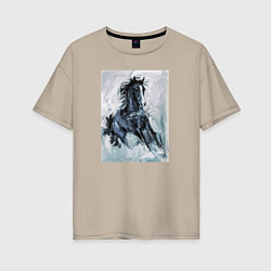 Женская футболка оверсайз Лошадь арт