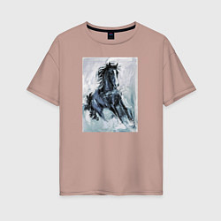 Женская футболка оверсайз Лошадь арт