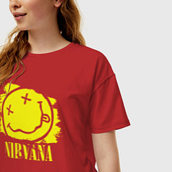 Футболка оверсайз женская Nirvana Smile, цвет: красный — фото 2