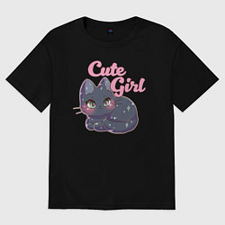 Футболка оверсайз женская Cute Girl, цвет: черный