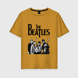 Футболка оверсайз женская The Beatles, цвет: горчичный