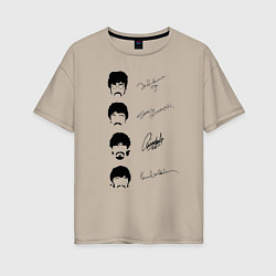 Женская футболка оверсайз The Beatles автографы