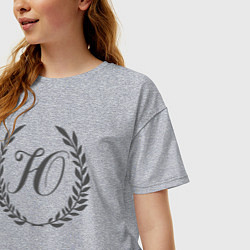 Футболка оверсайз женская Монограмма с буквой Ю, цвет: меланж — фото 2