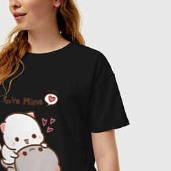 Футболка оверсайз женская Влюблённые котята, цвет: черный — фото 2