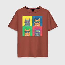 Женская футболка оверсайз Pop Art Коты
