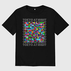 Футболка оверсайз женская Ночной Токио, цвет: черный