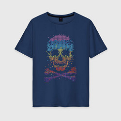 Женская футболка оверсайз Пиксельный череп
