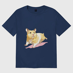 Женская футболка оверсайз Бегущий хомячек рисунок