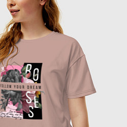 Футболка оверсайз женская Roses, цвет: пыльно-розовый — фото 2