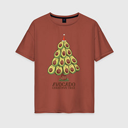 Футболка оверсайз женская Avocado Christmas Tree, цвет: кирпичный