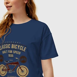 Футболка оверсайз женская Классический велосипед, цвет: тёмно-синий — фото 2
