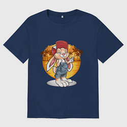 Футболка оверсайз женская Красивый кролик, цвет: тёмно-синий