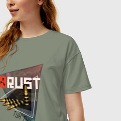 Футболка оверсайз женская Rust Стучим в дверь соседу Раст, цвет: авокадо — фото 2