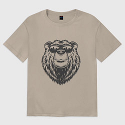 Женская футболка оверсайз Русский медведь в очках