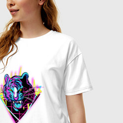 Футболка оверсайз женская Retrowave Neon Tiger, цвет: белый — фото 2