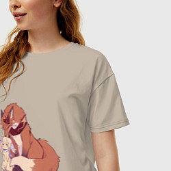 Футболка оверсайз женская Лис и зайка, цвет: миндальный — фото 2