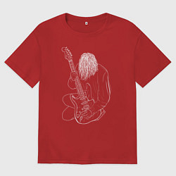 Футболка оверсайз женская Курт Кобейн Арт 05, цвет: красный