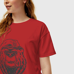Футболка оверсайз женская Русский медведь десантура, цвет: красный — фото 2