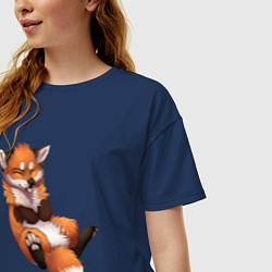 Футболка оверсайз женская Лиса, цвет: тёмно-синий — фото 2