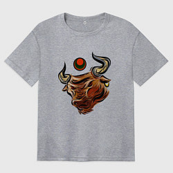 Футболка оверсайз женская Бык, цвет: меланж