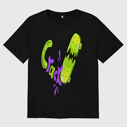 Футболка оверсайз женская Скейт треск, цвет: черный