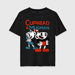 Женская футболка оверсайз Cuphead & Mugman