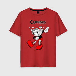 Женская футболка оверсайз CupheadКапхед