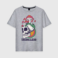 Женская футболка оверсайз Череп и грибы