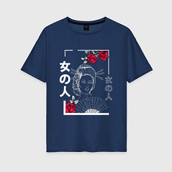 Женская футболка оверсайз Vaporwave Japanese Geisha