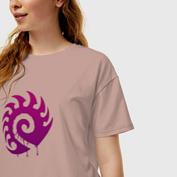 Футболка оверсайз женская Zerg logo Purple, цвет: пыльно-розовый — фото 2