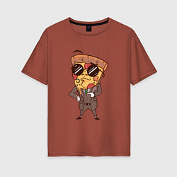 Футболка оверсайз женская Пепперони пицца в костюме, цвет: кирпичный